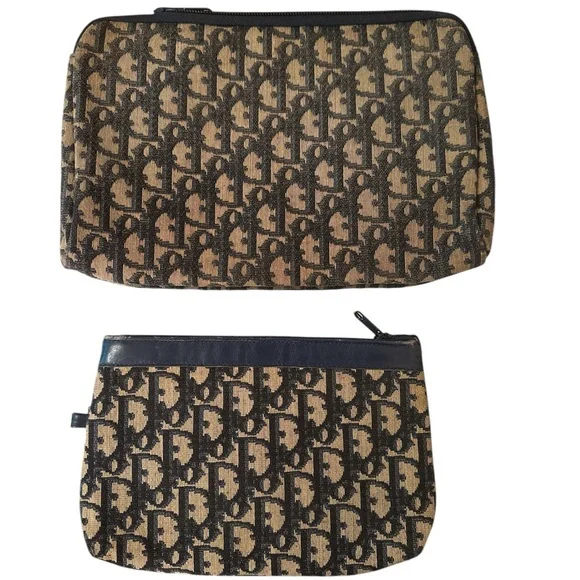 2 Dior bags navy blue trotter vintage set cosmetic bags - Picture 3 of 8